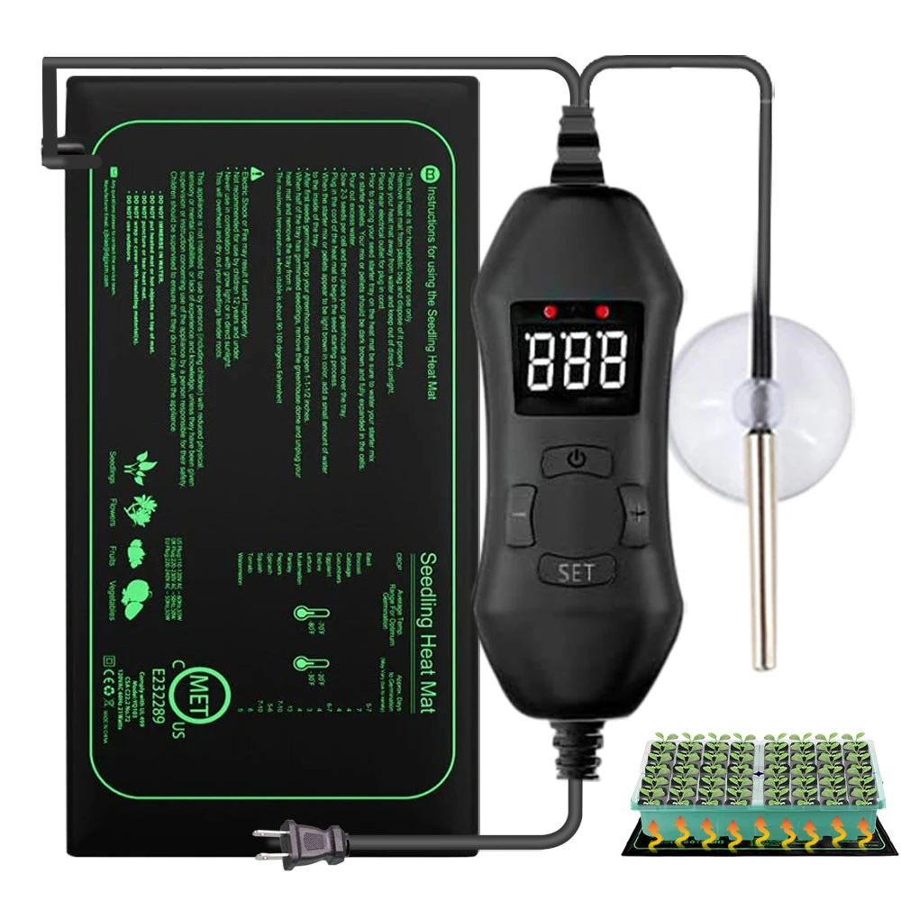 Heat Mat Seedling - Termostato ajustable de 50W EU-US/UK/AU, estera